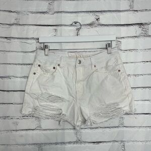 Y2K American Eagle 90s Boyfriend Denim Shorts Distressed White Women’s 6 Summer